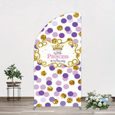 Lofaris Purple Dots Glitter Princess Baby Shower Half Moon Arch Backdrop